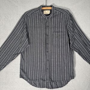 Vintage Scully Western Shirt Mens M Black Gray Aztec Mandarin Collar Rodeo Ranch